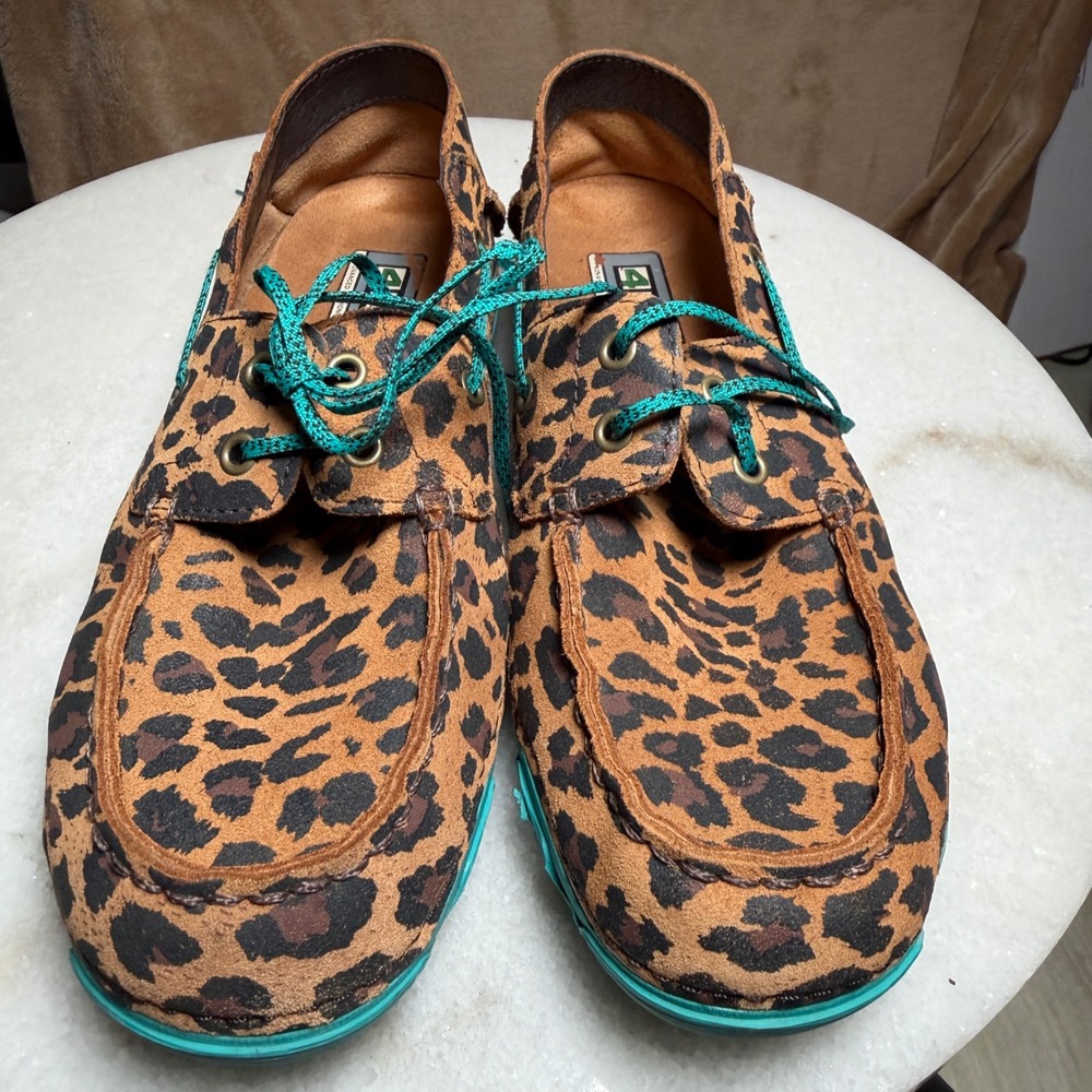 Ariat Caldwell Leopard Print Leather Loafers Turquoise 10018580 Womens 6.5